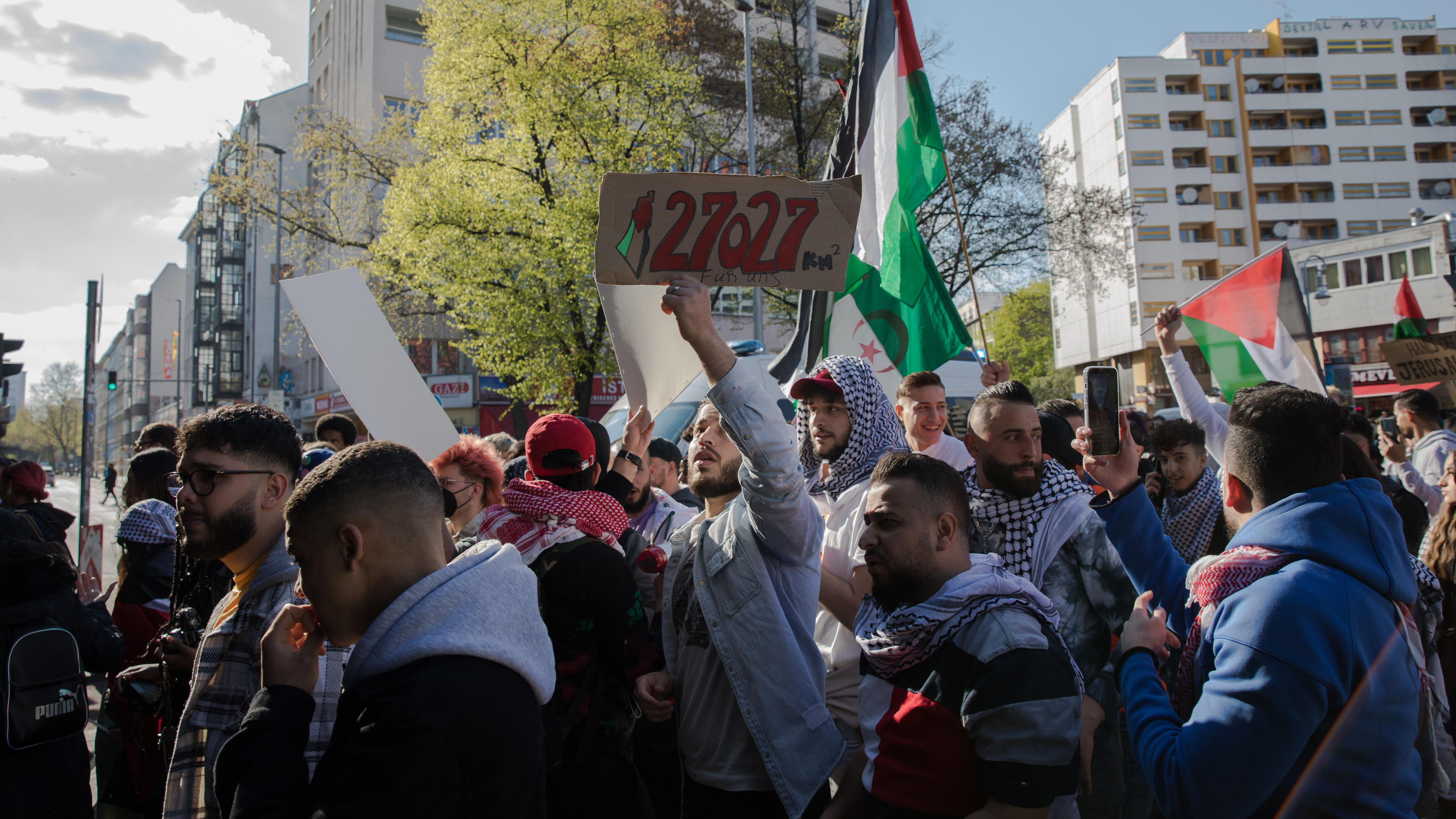 April 23, 2022, Berlin, Germany: Demonstrations in support of Palestinians in the ongoing Israel-Palestinian Conflict have been held across the globe in recent days. Also in Berlin, a large protest was organized on April 23, 2022. Many of the partici