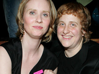NEW YORK - FEBRUARY 10:  Actress Cynthia Nixon and activist Christine Marinoni attend the N's "Miracle's Boys" premiere party at Cain on February 10, 2005 in New York City. (Photo by Zack Seckler/Getty Images for Nickelodeon)