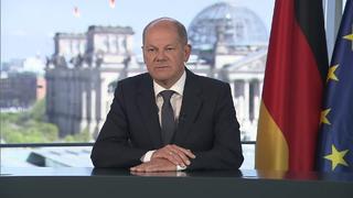 Bundeskanzler Olaf Scholz in seiner TV-Ansprache