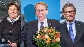 Monika Heinold (B90/Grüne), Daniel Günther (CDU), Bernd Bucholz (FDP)