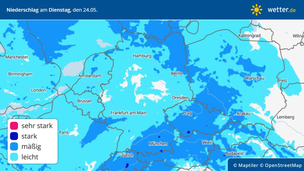 The graph shows the rainfall forecast for Tuesday, May 24, 2022