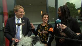 Ministerpräsident Daniel Günther und das grüne Verhandlungsteam