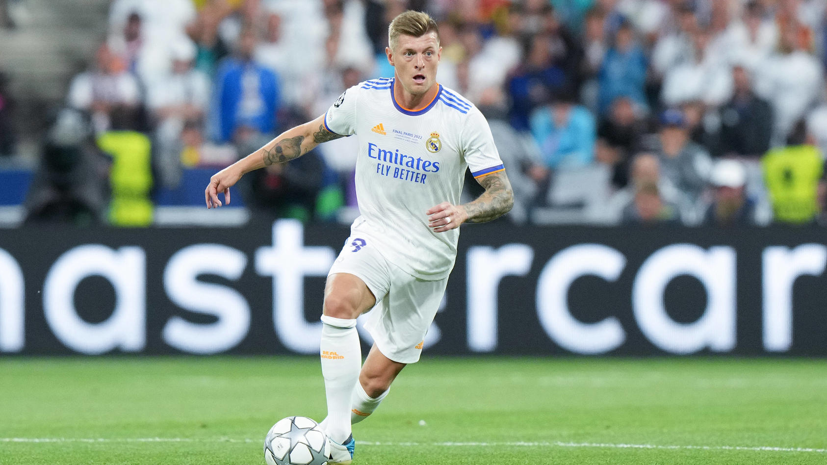  Toni Kroos of Real Madrid CF during the UEFA Champions League Final match between Liverpool FC and Real Madrid CF at Stade de France on May 28, 2022 in Paris, France. Photo by Giuseppe Maffia. Paris Stade de France Paris France Copyright: xGiuseppex