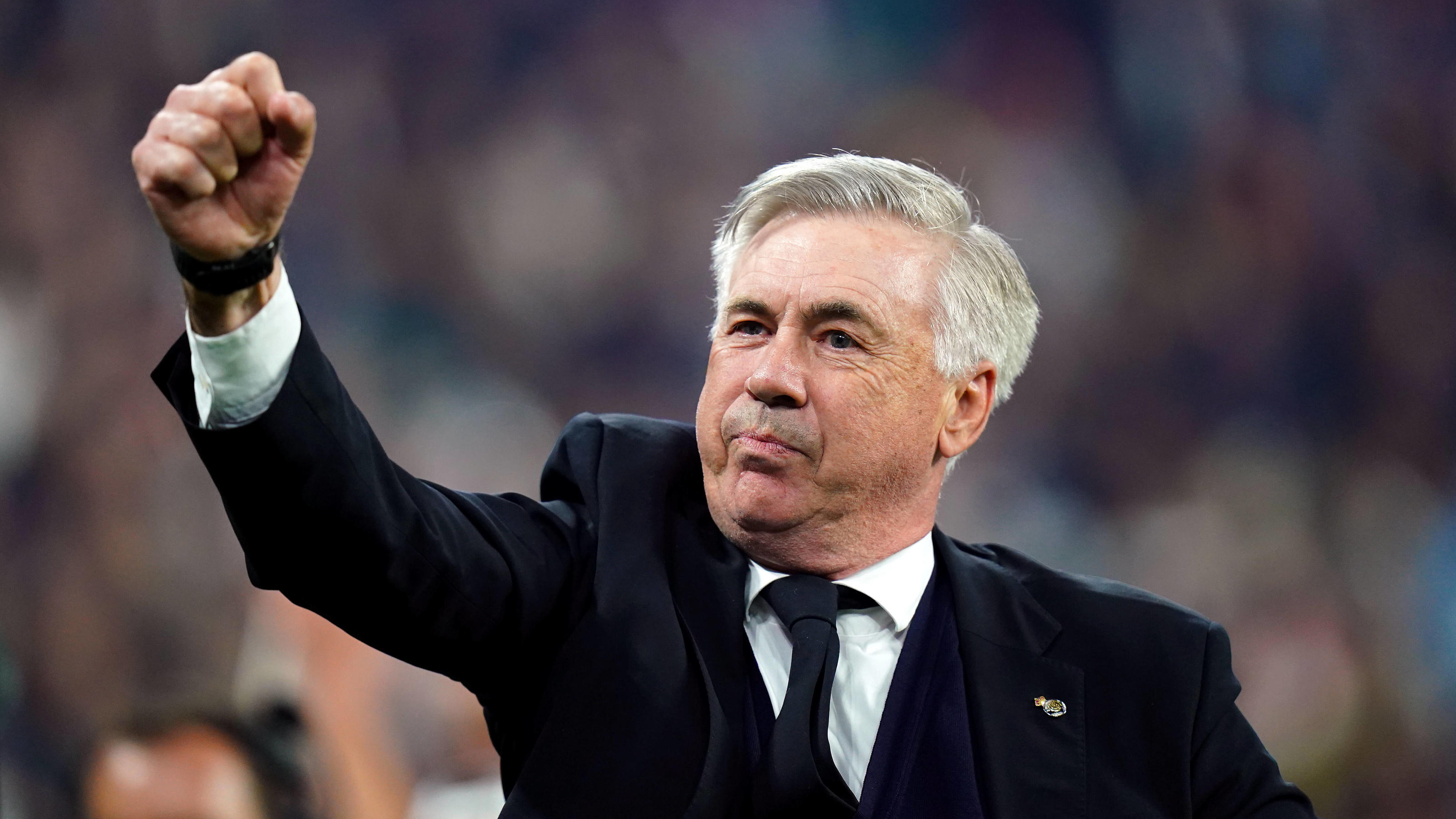  Liverpool v Real Madrid - UEFA Champions League - Final - Stade de France Real Madrid manager Carlo Ancelotti celebrates winning the UEFA Champions League Final at the Stade de France, Paris. Picture date: Saturday May 28, 2022. Use subject to restr