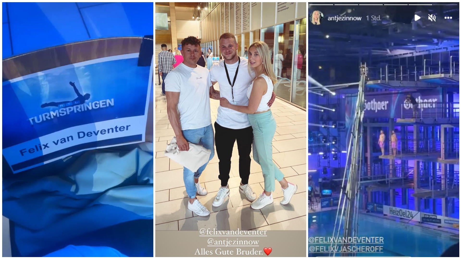 In ihrer Instagram-Story teilt Antje Eindrücke vom "RTL Turmspringen" - und teilt sogar ein gemeinsames Foto mit Felix, der an diesem Tag Geburtstag hat.