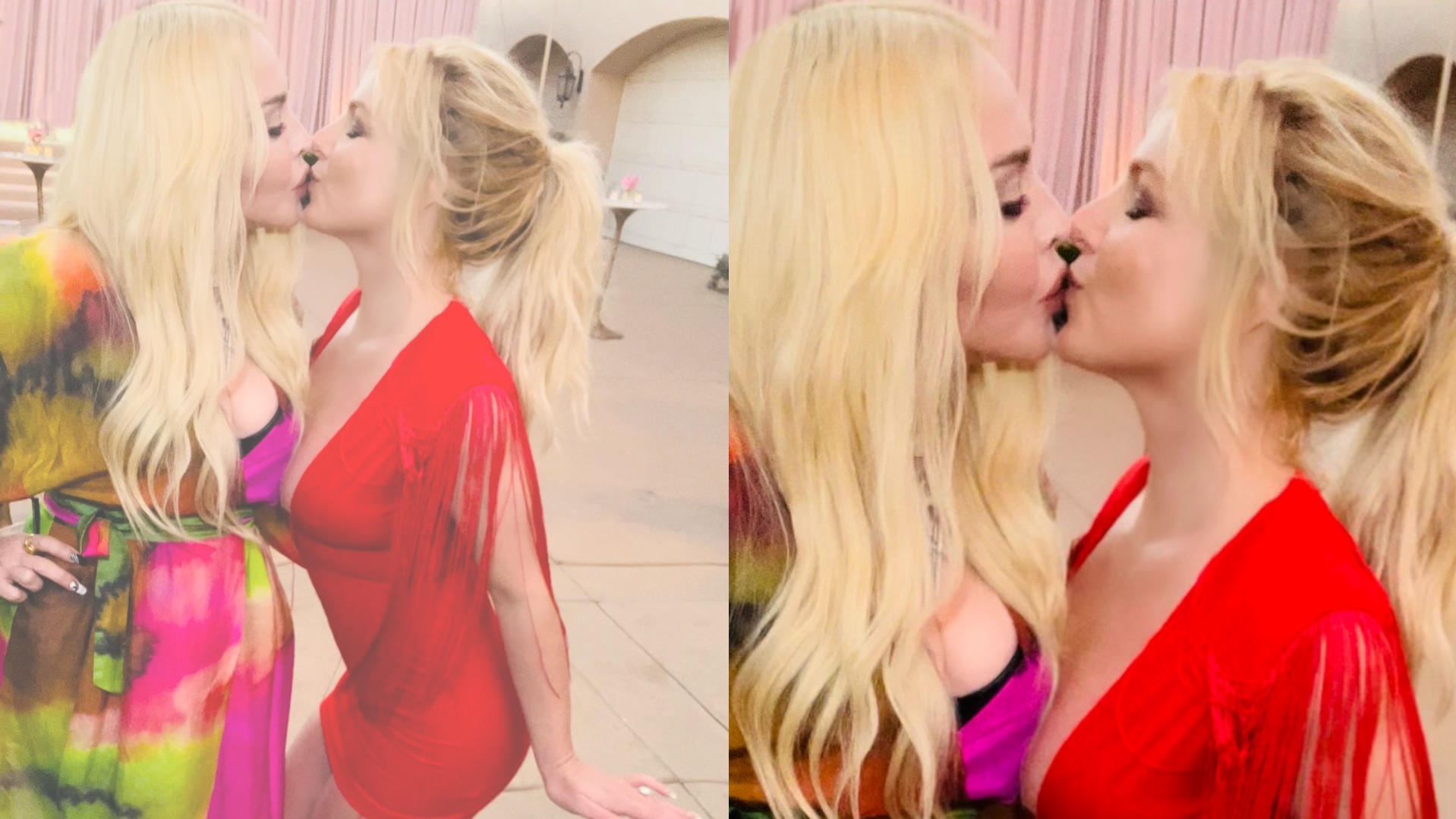 Madonna und Britney Spears küssen sich.