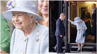 Die Queen steigt bei ihrem Besuch in Edinburgh ohne Hilfe aus dem Zug aus.