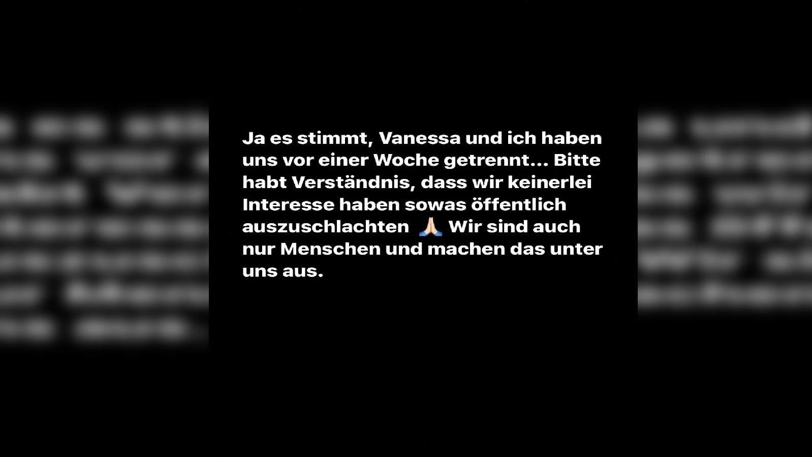 Raúl Richter bestätigt Liebes-Aus mit Vanessa Schmitt in seiner Instagram-Story.