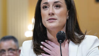 Cassidy Hutchinson, former aide to Trump White House chief of staff Mark Meadows, testifies about how former President Donald Trump reacted in his vehicle after being told he was not able to go to the Capitol from the Ellipse on Jan. 6, as the House select committee investigating the Jan. 6 attack on the U.S. Capitol continues to reveal its findings of a year-long investigation, at the Capitol in Washington, Tuesday, June 28, 2022. (AP Photo/Jacquelyn Martin)
