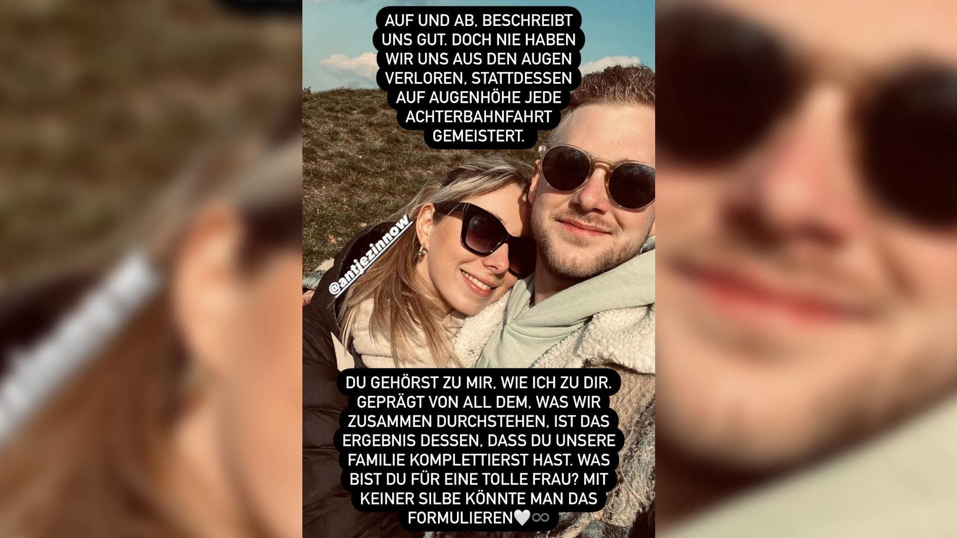 In seiner Instagram-Story richtet Felix liebevolle Zeilen an Antje.