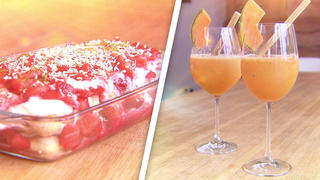 Fruchtiges Erdbeer-Tiramisu und Melonen-Bowle