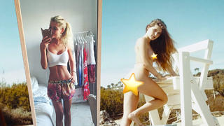 Collage: Vanessa als sie magersüchtig war und bei einem Playboy-Shoot