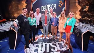 Eko Fresh, Andrea Sawatzki, Uwe Ochsenknecht, Till Reiners, Laura Karasek und Evelyn Burdecki nehmen am großen Deutsch-Test teil, moderiert von Sonja Zietlow und Wigald Boning.
