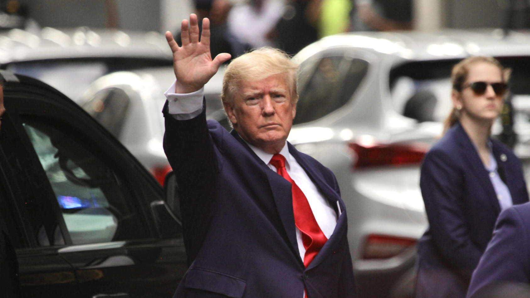  Former President of the United States of America Donald Trump leaves Trump Tower in New York. His residence at Mar-a-Lago was raided by the FBI in the state of Florida. Where: New York, United States When: 10 Aug 2022 Credit: Niyi Fote/TheNews2/Cove