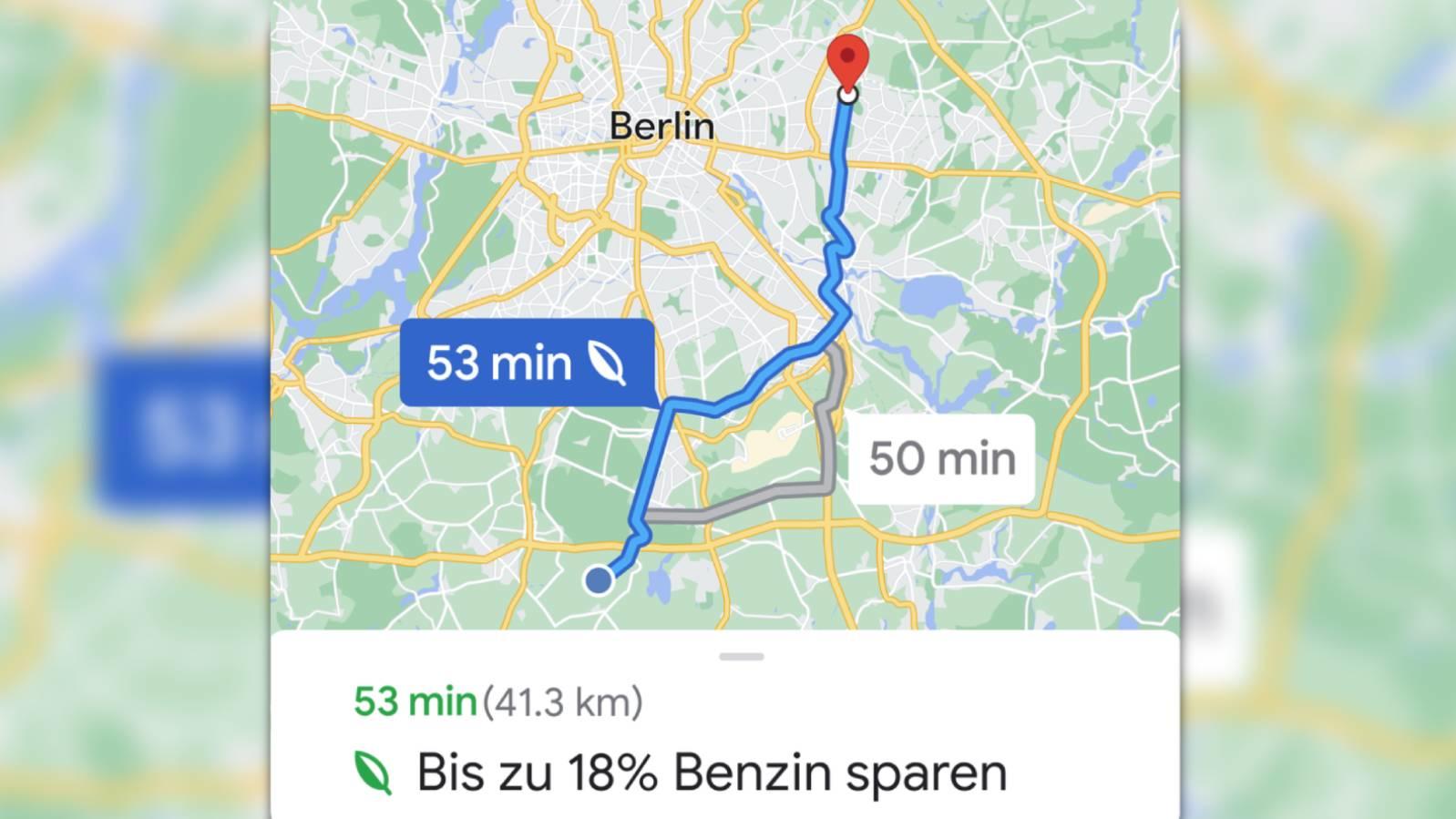 Neue Google Maps Funktion zeigt spirtsparende Route durch Berlin