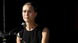 Finnish Prime Minister Sanna Marin reacts during a meeting of Social Democratic Party of Finland in Lahti, Finland, August 24, 2022. Lehtikuva / Heikki Saukkomaa via REUTERS   ATTENTION EDITORS - THIS IMAGE WAS PROVIDED BY A THIRD PARTY. NO THIRD PARTY SALES. NOT FOR USE BY REUTERS THIRD PARTY DISTRIBUTORS. FINLAND OUT. NO COMMERCIAL OR EDITORIAL SALES IN FINLAND.