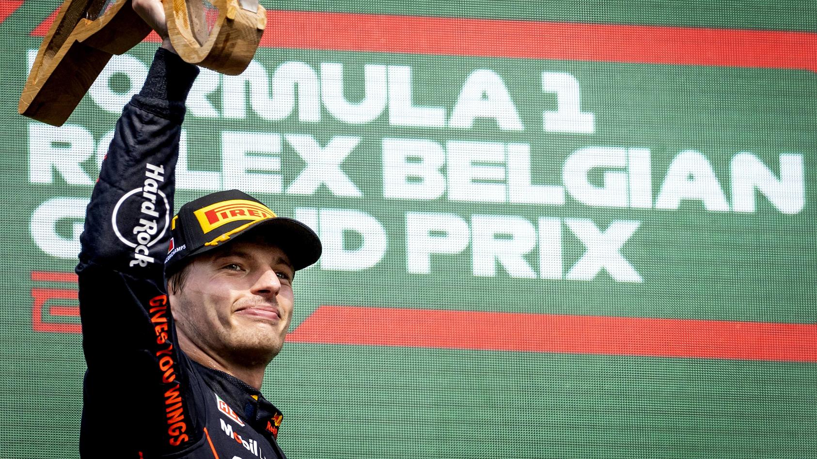  SPA - Max Verstappen celebrates his victory after the F1 Grand Prix of Belgium at the Circuit of Spa-Francorchamps on August 29, 2022 in SPA, Belgium. REMKO DE WAAL F1 Grand Prix of Belgium 2022 xVIxANPxSportx/xxANPxIVx *** SPA Max Verstappen celebr