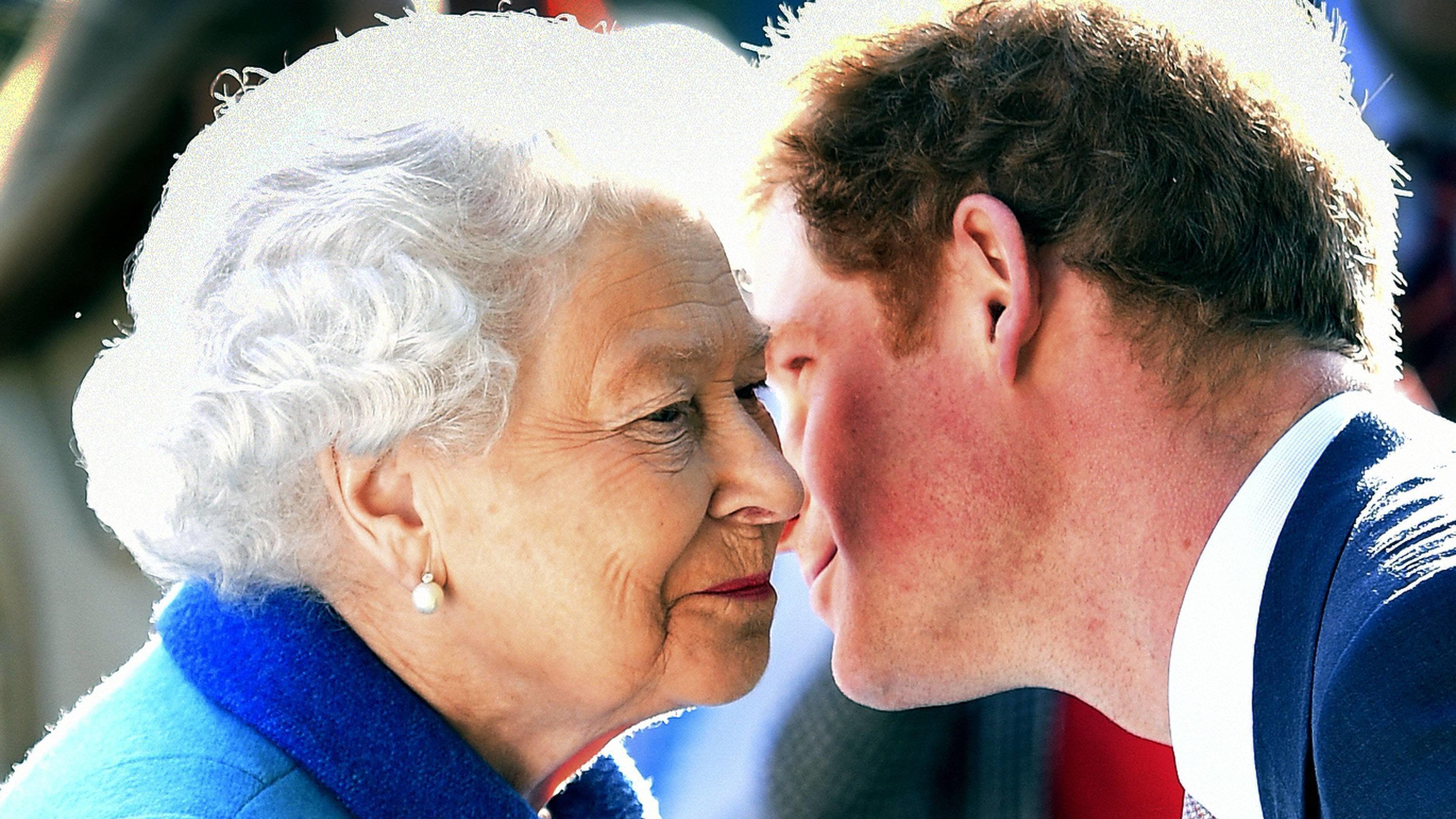  May 18, 2015 - London, GREAT BRITAIN - Britain s Queen Elizabeth greets her grandson Prince Harry at the Royal Horticultural Society Chelsea Flower Show 2015 in London Monday May 18, 2015. Horticulturists from around the world are displaying their g