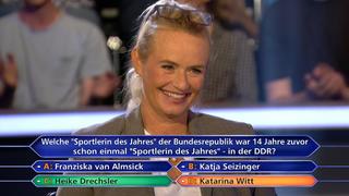 "Wer wird Millionär?"-Kandidatin Mirjam Schwarz entscheidet sich, bei der 125.000-Euro-Frage, nicht zu zocken und freut sich über stattliche 64.000 Euro