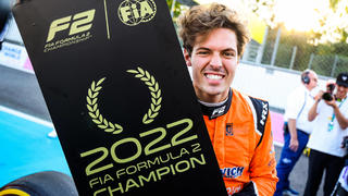  DRUGOVICH Felipe bra, MP Motorsport, Dallara F2, portrait celebrating the championship title during the 13th round of the 2022 FIA Formula 2 Championship, from September 9 to 11, 2022 on the Autodromo Nazionale di Monza, in Monza, Italy - AUTO - FORMULA 2 2022 - MONZA DPPI/Panoramic PUBLICATIONxNOTxINxFRAxITAxBEL 20220910_G00D9637
