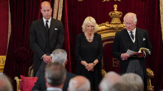  . 10/09/2022. London, United Kingdom. King Charles III with the William, Prince of Wales and Camilla, the Queen Consort , as The King is formally proclaimed monarch at St.Jamess Palace in London. PUBLICATIONxINxGERxSUIxAUTxHUNxONLY xPoolx/xi-Imagesx IIM-23753-0033