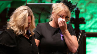 Hollie Dance (right), mother of Archie Battersbee, during the funeral of her son at St Mary's Church, Prittlewell, Southend-on-Sea, Essex. The 12-year-old who was at the centre of a life-support treatment fight during the summer, died on August 6. Picture date: Tuesday September 13, 2022.
