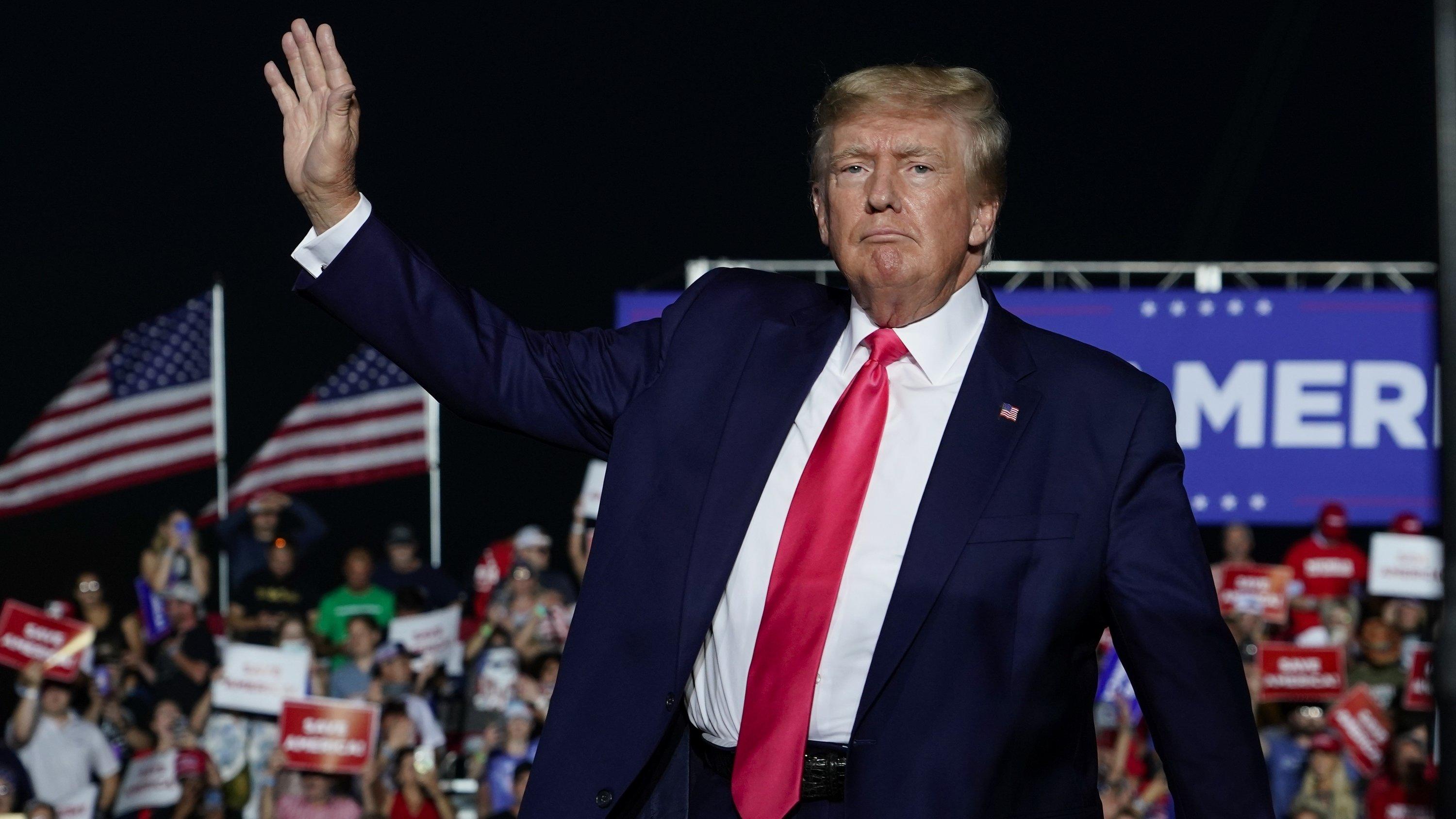 FILE - Former President Donald Trump arrives at a rally, Aug. 5, 2022, in Waukesha, Wis. Trump backed lots of Republicans who won primaries this year. Now comes the harder part, helping them win in November. Trump heads to Wilkes-Barre, Pennsylvania,