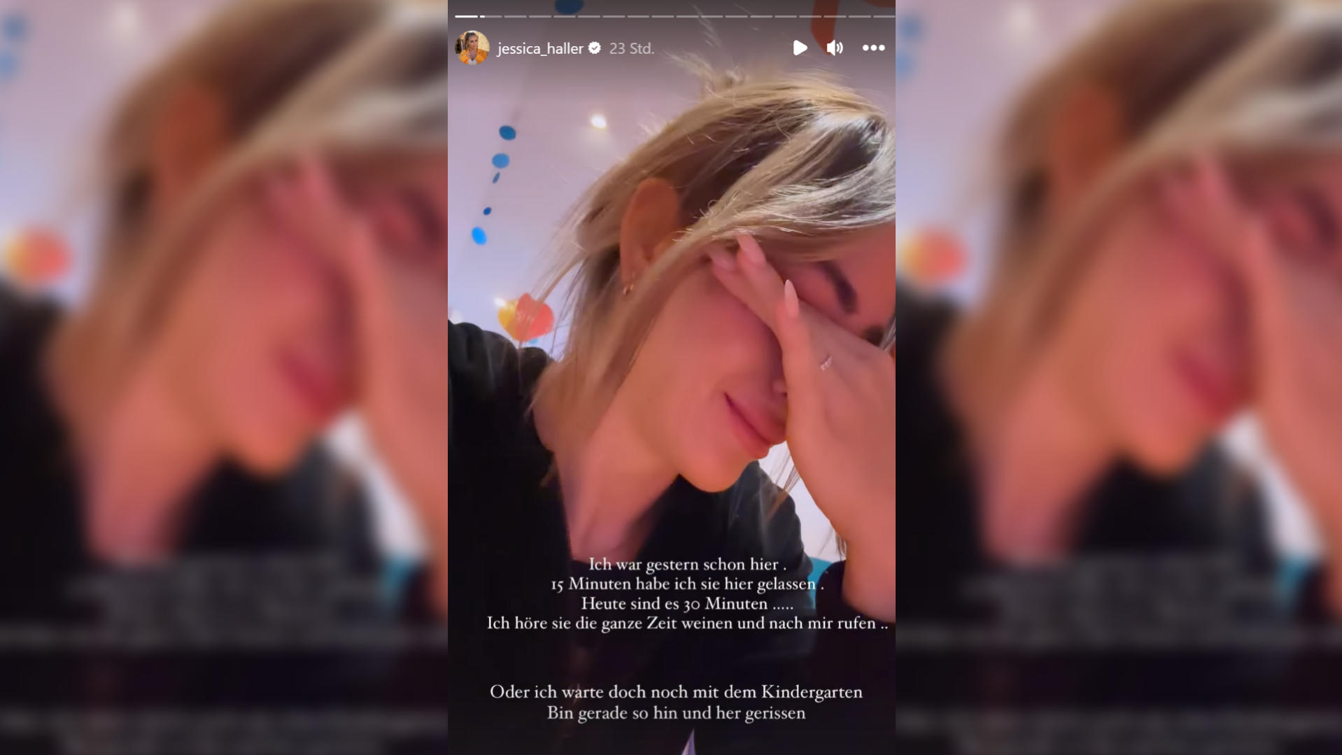 Jessica Haller zeigt in ihrer Instagram-Story, wie schwer ihr die Eingewöhnungszeit in der Kita fällt.