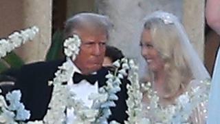 Palm Beach, FL - Donald Trump, Tiffany, Ivanka, and Melania Trump during Tiffany Trump and Michael Boulos's wedding in Palm Beach.Pictured: Tiffany Trump, Donald Trump, Ivanka Trump, Melania TrumpBACKGRID USA 12 NOVEMBER 2022 *UK Clients - Pictures Containing ChildrenPlease Pixelate Face Prior To Publication*
