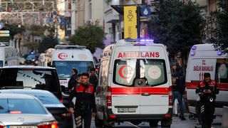 Ambulances arrive near the scene following an explosion in central Istanbul's Taksim area, Turkey November 13, 2022. REUTERS/Kemal Aslan