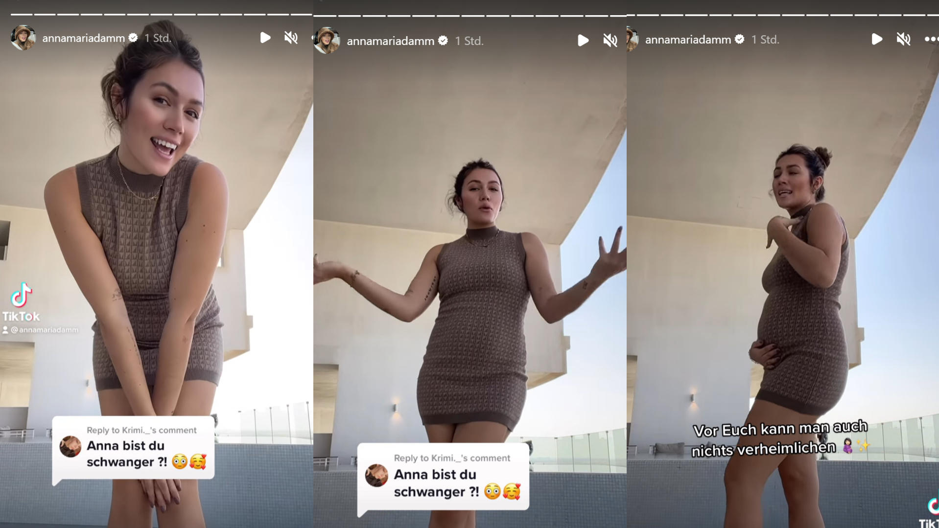 Anna Maria Damm zeigt stolz ihre Baby-Kugel beim Tanzen.
