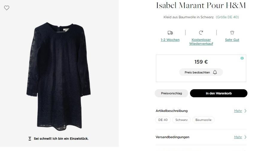Schwarzes Kleid aus Baumwoll aus der Kollektion "Isabel Marant pour H&M"
