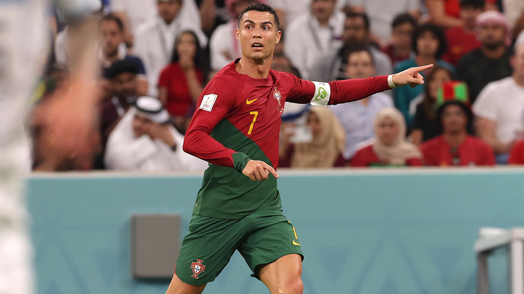 Christiano Ronaldo im Trikot der portugiesischen Nationalmannschaft beim WM-Spiel gegen Uruguay