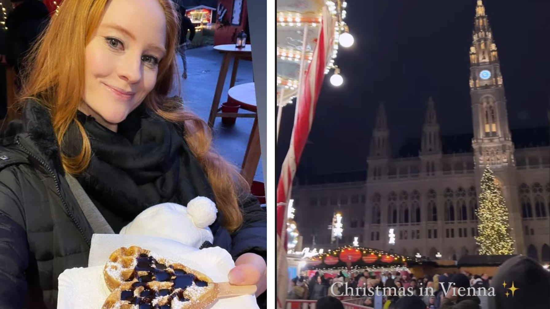 Barbara Meier auf dem Weihnachtsmarkt mit ihrer Tochter Emilia.