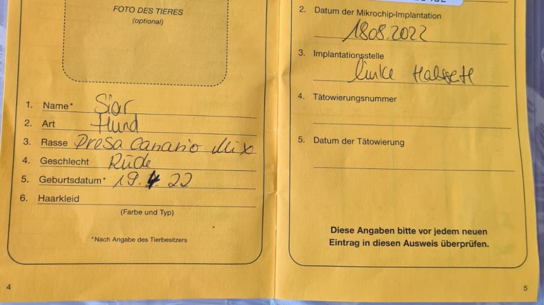 Hund ausgesetzt Weißenfels Hundepass
