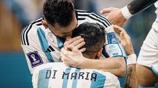  Argentina vs France LUSAIL, AD - 18.12.2022: ARGENTINA VS FRANCE - MESSI Lionel of Argentina kisses DI MARIA Angel of Argentina after Di Maria scores a goal during a match between Argentina and France, valid for the final of the Qatar 2022 World Cup, held at the Estdio Nacional de Lusail in Lusail, Qatar. Photo: Marcelo Machado de Melo/Fotoarena x2311806x PUBLICATIONxNOTxINxBRA MarceloxMachadoxdexMelo