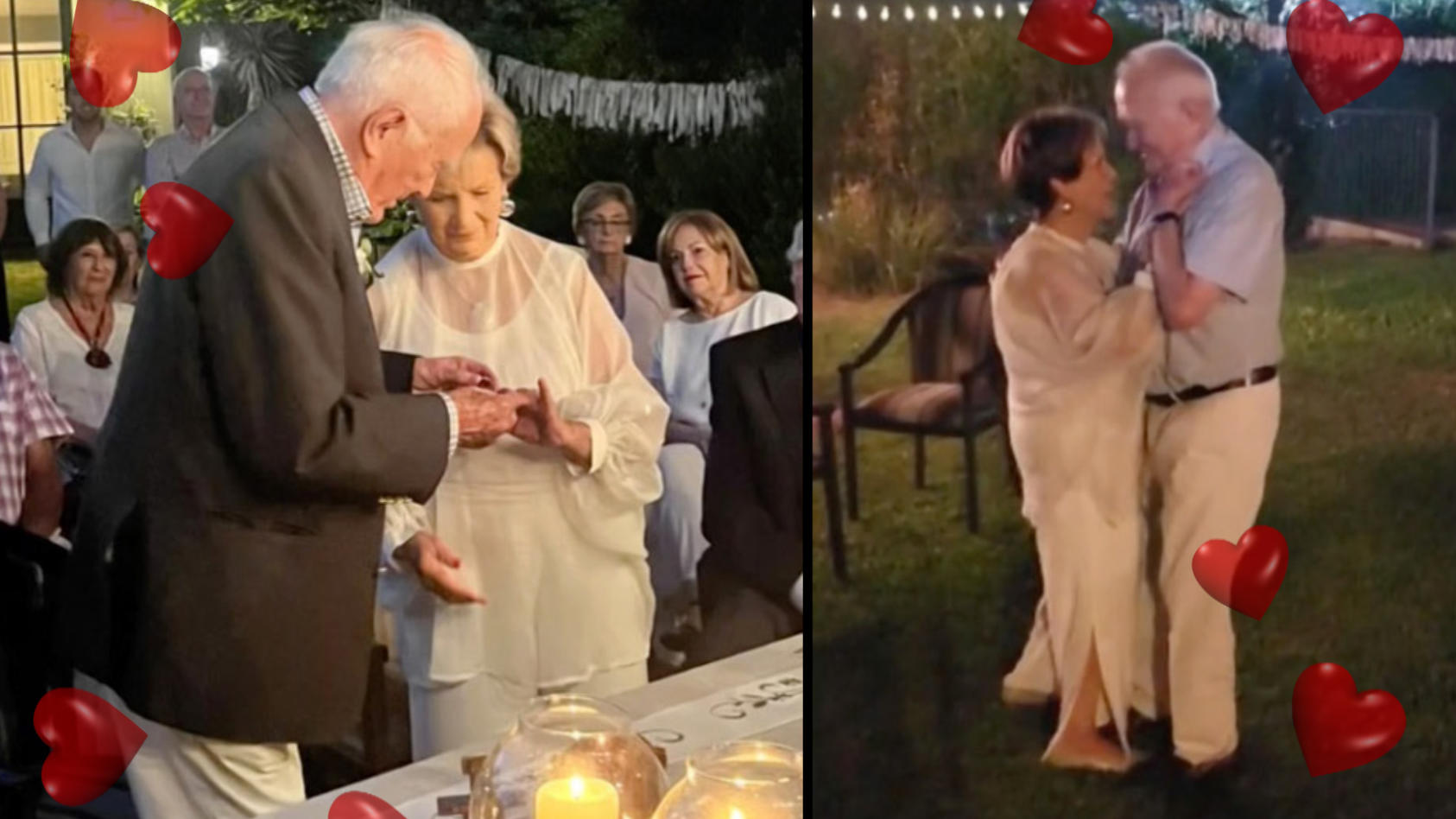Cristina (79) aus Argentinien und Jaques (93) aus Belgien feiern ihre Hochzeit. Davor waren sie 60 Jahre lang getrennt.