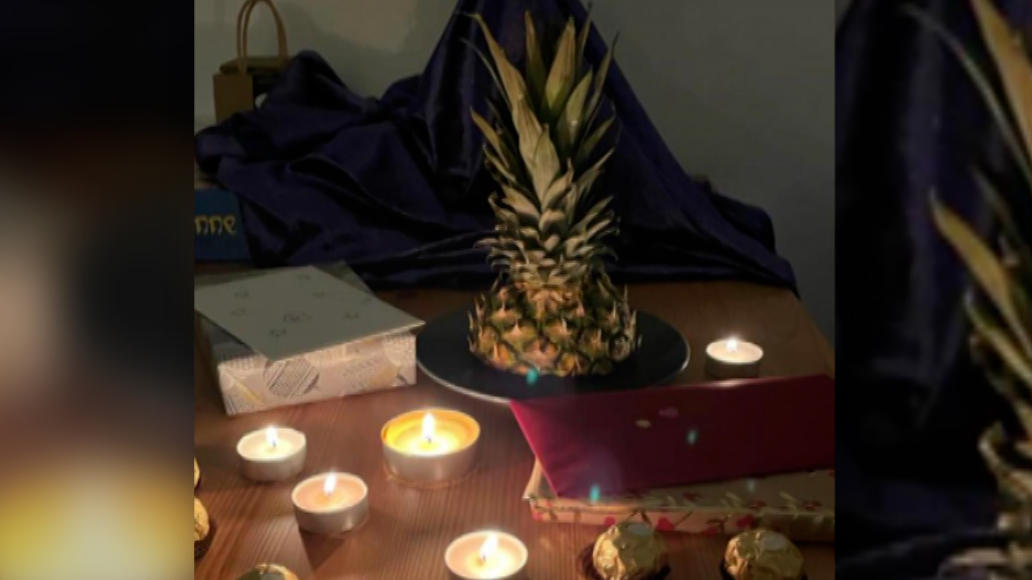 Bundeskanzler Olaf Scholz gibt einen privaten Einblick in sein Weihnachtsfest. Anstatt einen Tannenbaum, präsentiert er eine Ananas.