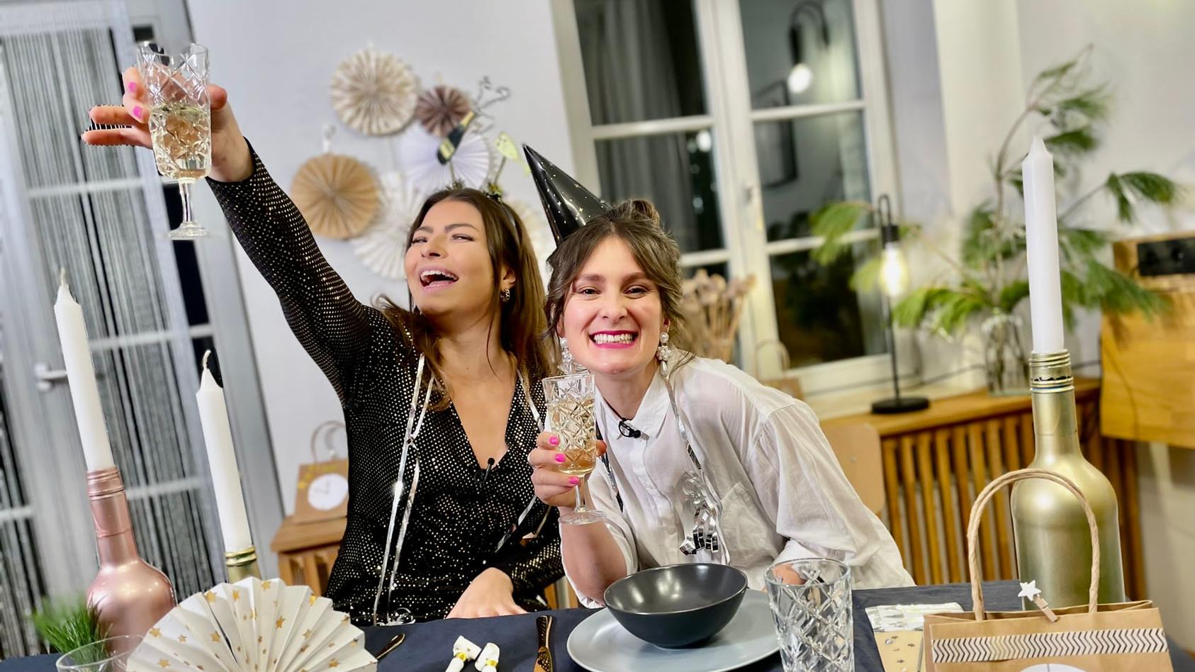Reporterin Pauline und Bastelexpertin Alex Pauly feiern mit ihrer DIY Deko Silvester