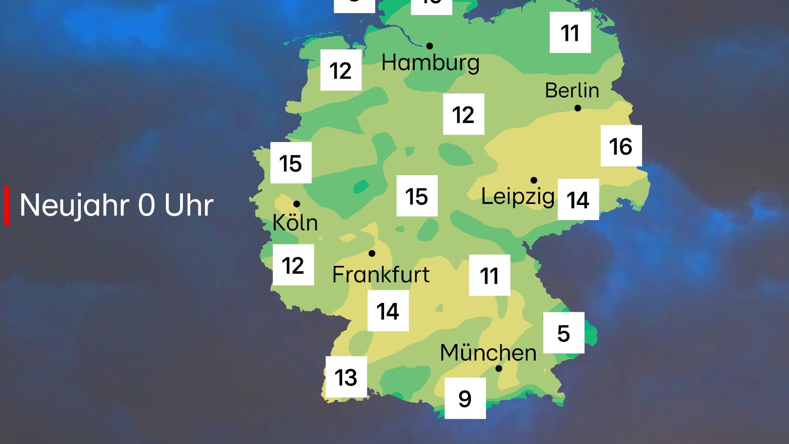 0 Uhr - die Temperaturen in Deutschland