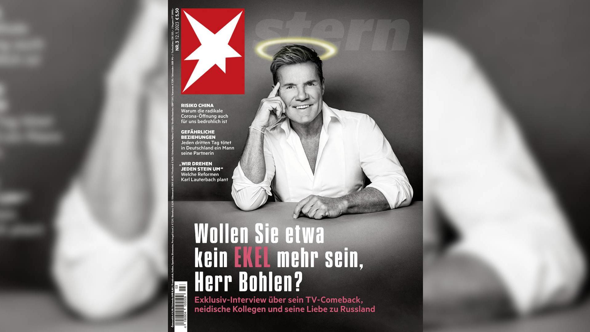 In der neuen Ausgabe des "stern", die am 12. Januar erscheint, spricht Dieter Bohlen nicht nur über den Krieg. Auch das bevorstehende DSDS-Jubiläum, seine eher unbekannte "harmoniesüchtige" Seite oder etwa das Verhältnis zu TV-Legende Thomas Gottscha
