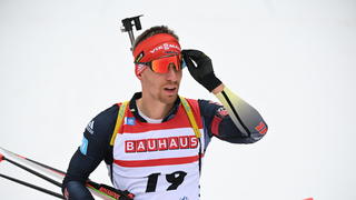 11.01.2023, Bayern, Ruhpolding: Biathlon: Weltcup, Einzel 20 km, Herren: David Zobel aus Deutschland im Ziel. Foto: Sven Hoppe/dpa +++ dpa-Bildfunk +++
