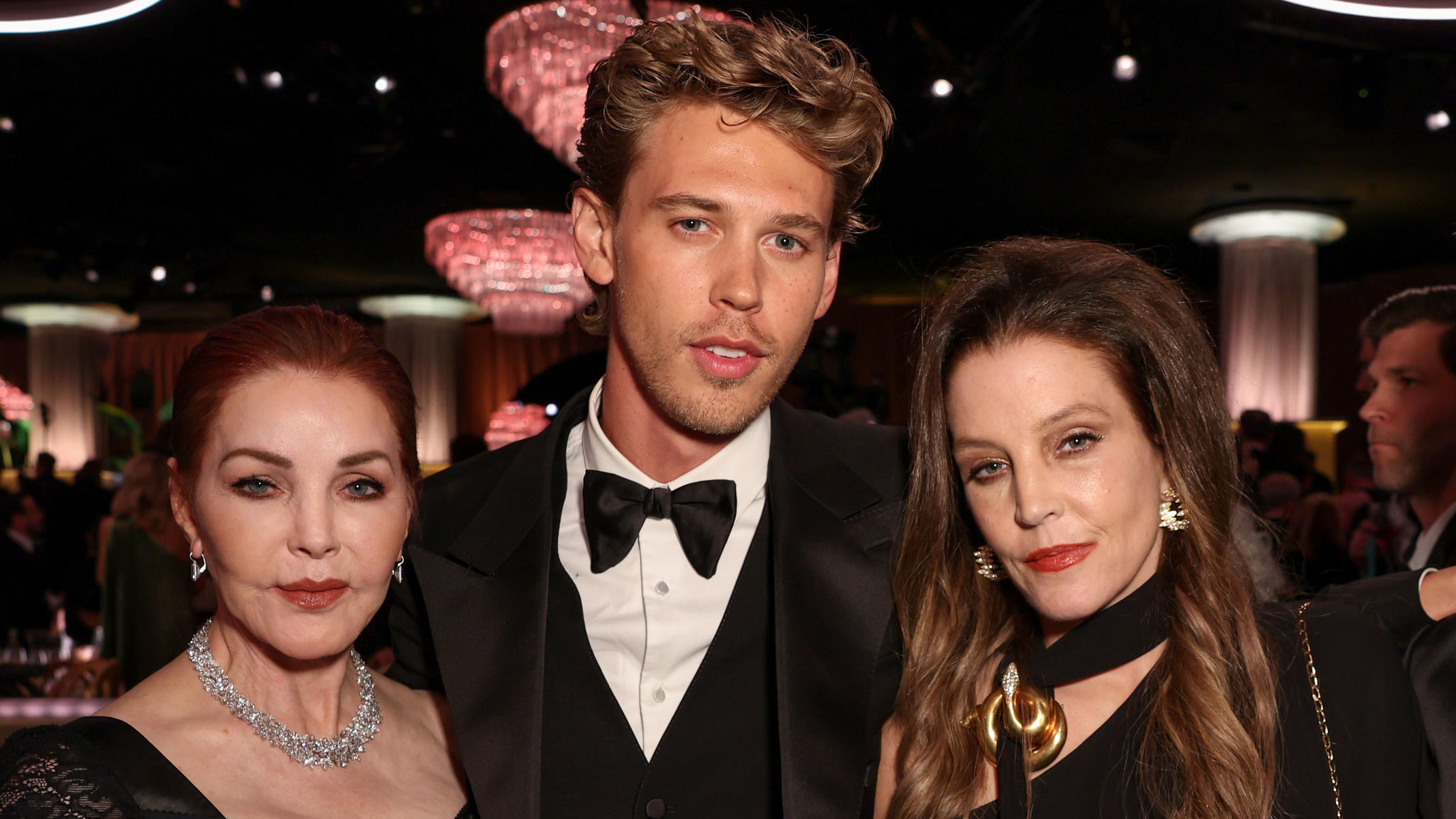 Priscilla Presley, Austin Butler, Lisa Marie Presley and Baz Luhrmann during the 80th Annual Golden Globe Awards® show at the Beverly Hilton in Beverly Hills, CA on Tuesday, January 10, 2023*Editorial Use Only* CAP/PLF©HFPA/supplied by Capital Pictur