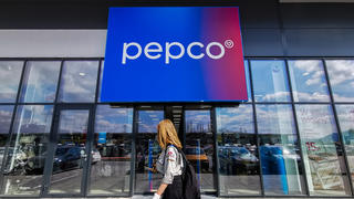 Pepco logo is seen on Pepco discount store in Andrychow, Poland on April 23, 2022.  (Photo by Beata Zawrzel/NurPhoto)