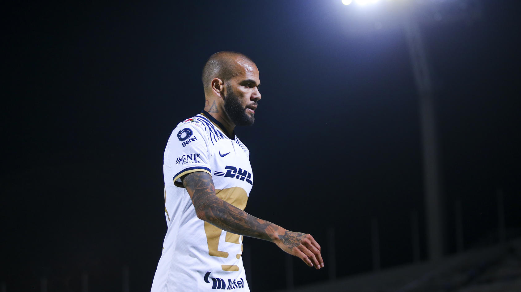 FILE - JANUARY 20, 2023: PUMAS UNAM Ternminates Dani Alves' contract after being arrested in Spain on allegations of sexual assault MEXICO CITY, MEXICO - SEPTEMBER 07: Dani Alves of Pumas looks on during the 13th round match between Pumas UNAM and Qu
