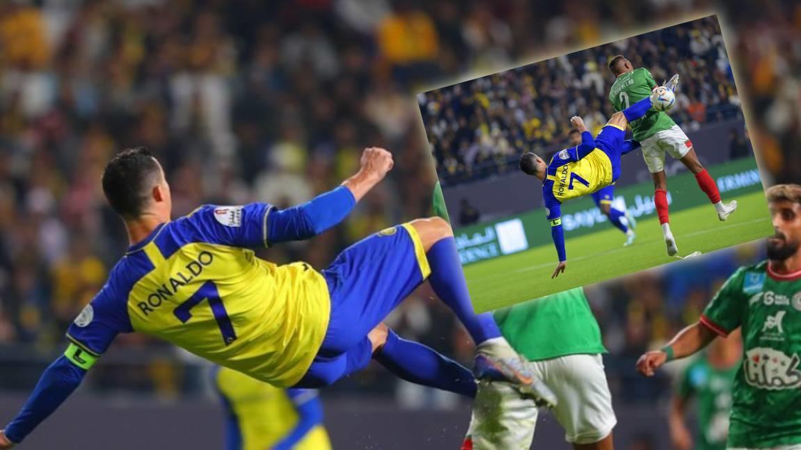 Cristiano Ronaldo postete nach seinem Ligadebüt für al-Nasr ein Foto von einem akrobatischen Schussversuch.