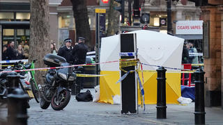 Man crushed by telescopic urinal. A police tent is erected at Cambridge Circus on the junction between Shaftesbury Avenue and Charing Cross Road in London, after a man has been crushed by a telescopic urinal. Fire crews said the man has been freed and is in the care of the London Ambulance Service. Roads in the area have been closed. Picture date: Friday January 27, 2023. See PA story POLICE Urinal. Photo credit should read: Jonathan Brady/PA Wire URN:70750585