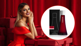 Frau mit Hugo Boss Deep Red.