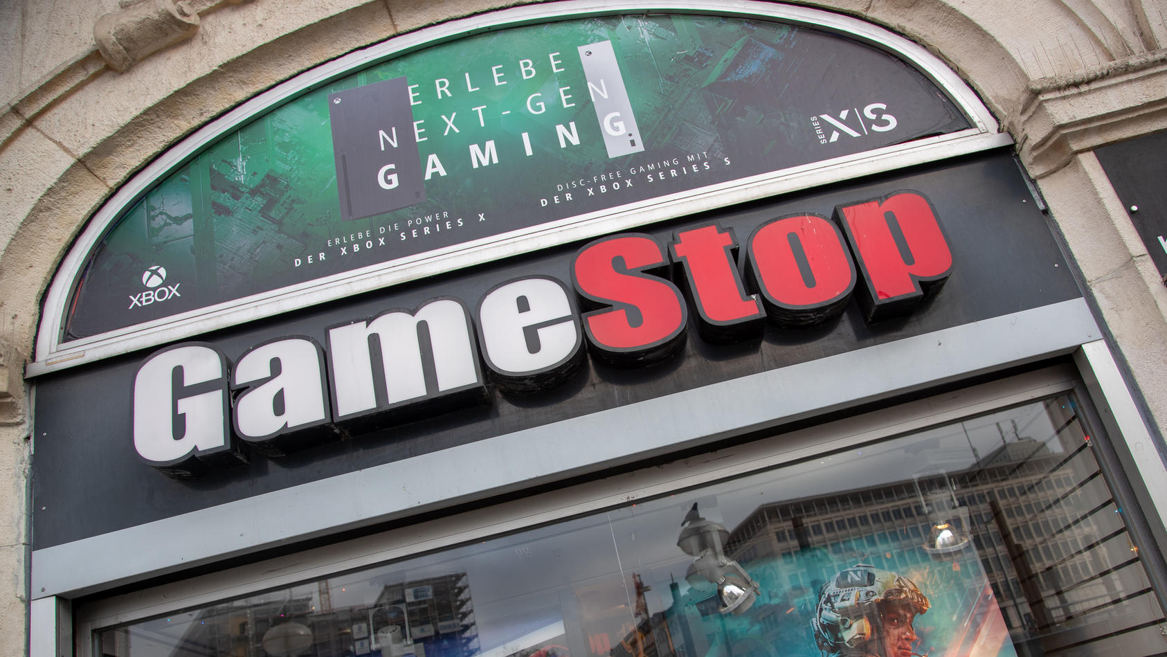 GameStop branch. People go shopping with black friday and christmas sales in Munich, Germany on November 23, 2021.
