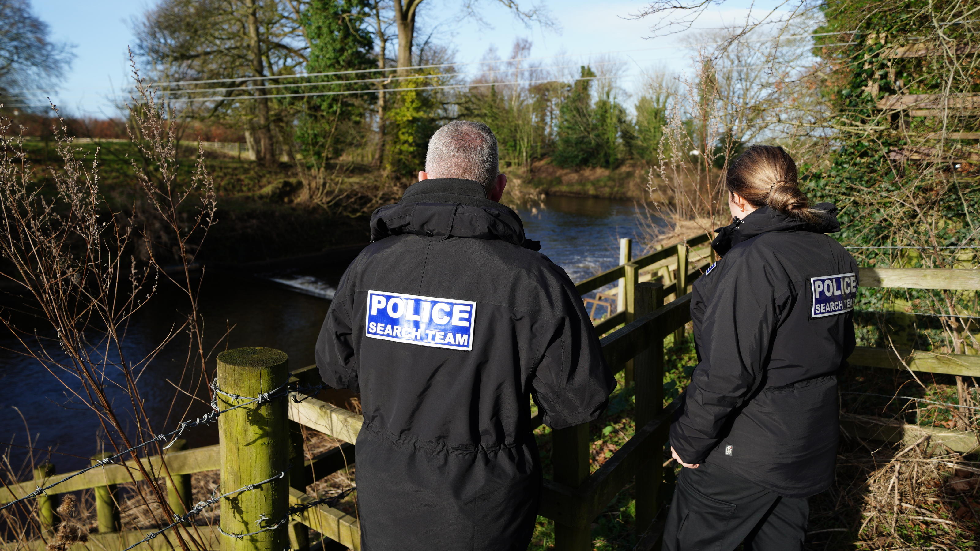 Nicola Bulley missing. Officers from Lancashire Police searching for missing woman Nicola Bulley, 45, from Inskip, Lancashire, who was last seen on the morning of Friday January 27, when she was spotted walking her dog on a footpath by the River Wyre